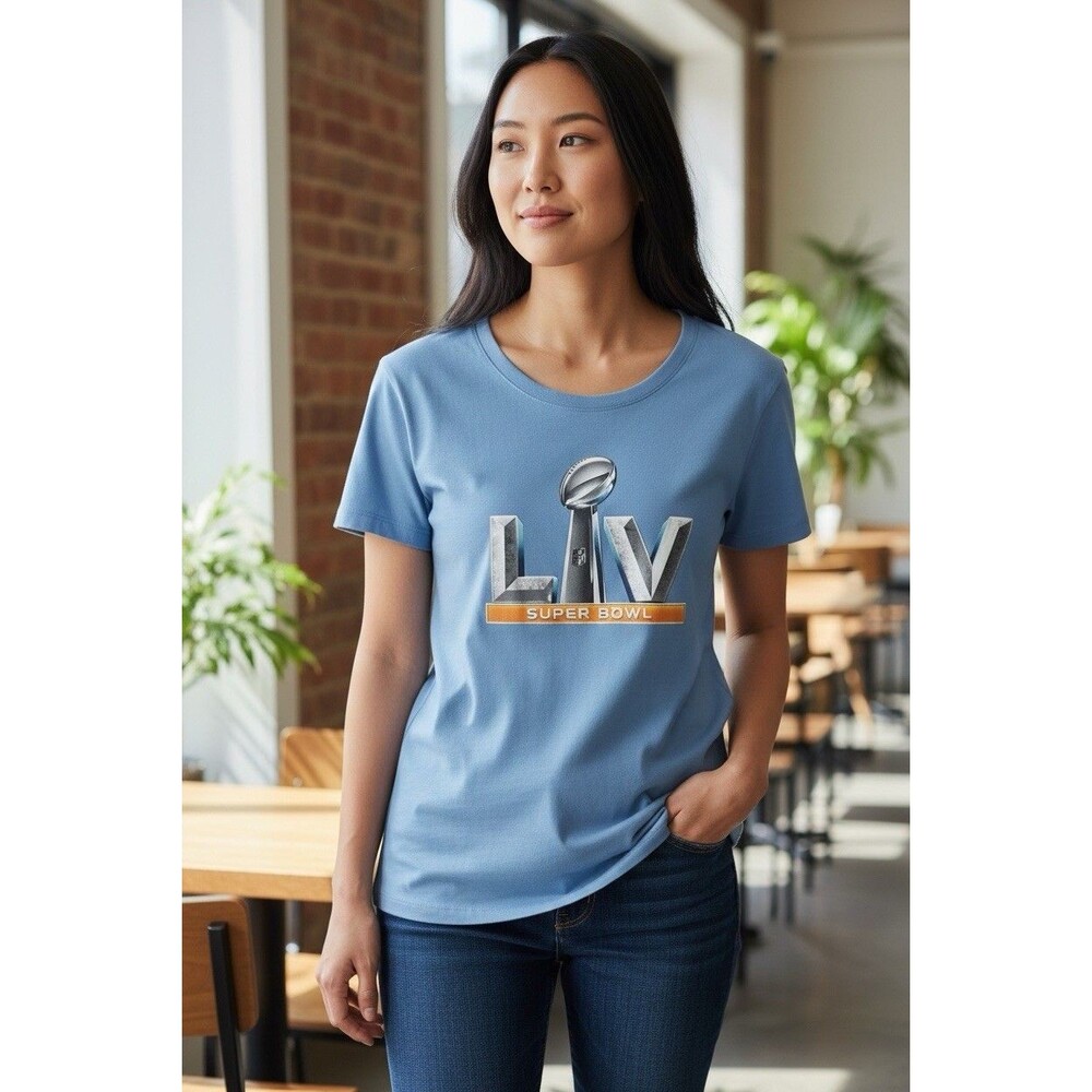 47’ Women’s LIV Super Bowl Blue Graphic Top Size XL Football Sports